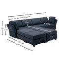 Modular Convertible U Shaped Sectional Sofa Couch With Storage Ottoman Corner Couch For Living Room, Adjustable Arms And Backs Blue Blue Polyester 4 Seat
