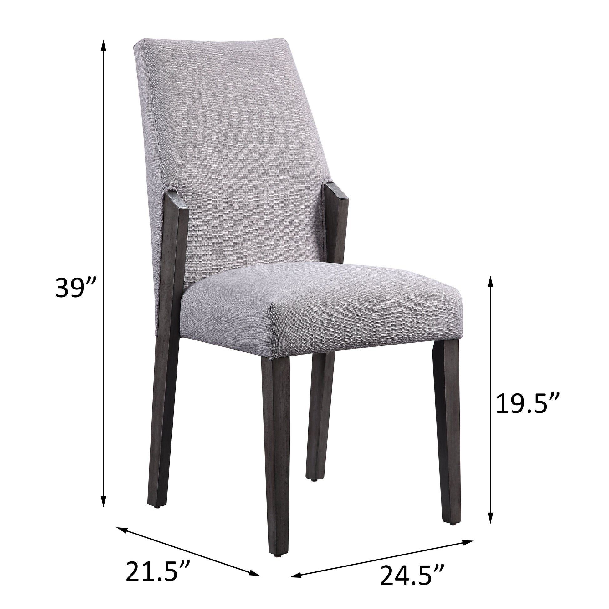 Dove Grey And Grey Oak Upholstered Side Chairs Set Of 2 Grey Dining Room Foam Rectangular Traditional Side Chair Solid Back Set Of 2 Wood Fabric