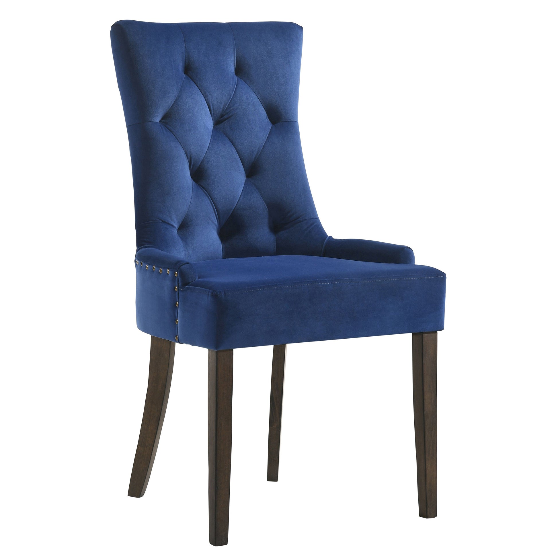 Blue And Weathered Oak Tufted Back Side Chairs Set Of 2 Solid Blue Dining Room Foam Rectangular Side Chair Rubberwood Tufted Back Set Of 2 Velvet