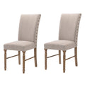 Cream And Weathered Oak Tight Back Parson Chairs Set Of 2 Solid Cream Brown Dining Room Foam Rectangular Contemporary Side Chair Rubberwood Solid Back Set Of 2 Linen