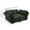 4 Seat Sofa Bed Upholstered Sofa Sleeper, Space Saving Sof Bed2 Seat Sofa With Storage Space Under Seatsall Arms And Backs Adjustabled For Ultimate Comfort Seating Green Green Polyester 4 Seat