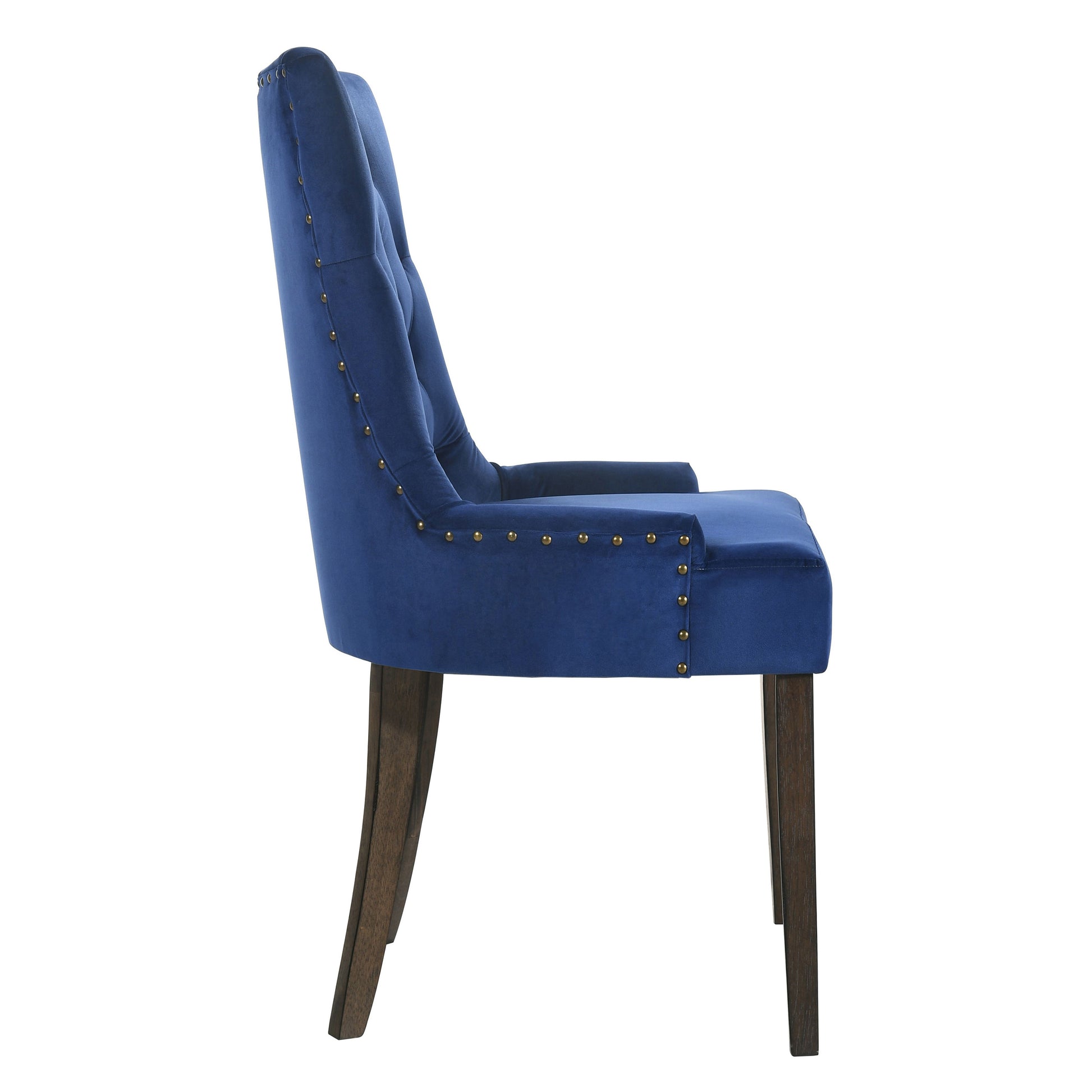 Blue And Weathered Oak Tufted Back Side Chairs Set Of 2 Solid Blue Dining Room Foam Rectangular Side Chair Rubberwood Tufted Back Set Of 2 Velvet