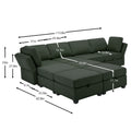 Modular Convertible U Shaped Sectional Sofa Couch With Storage Ottoman Corner Couch For Living Room, Adjustable Arms And Backs Green Green Polyester 4 Seat