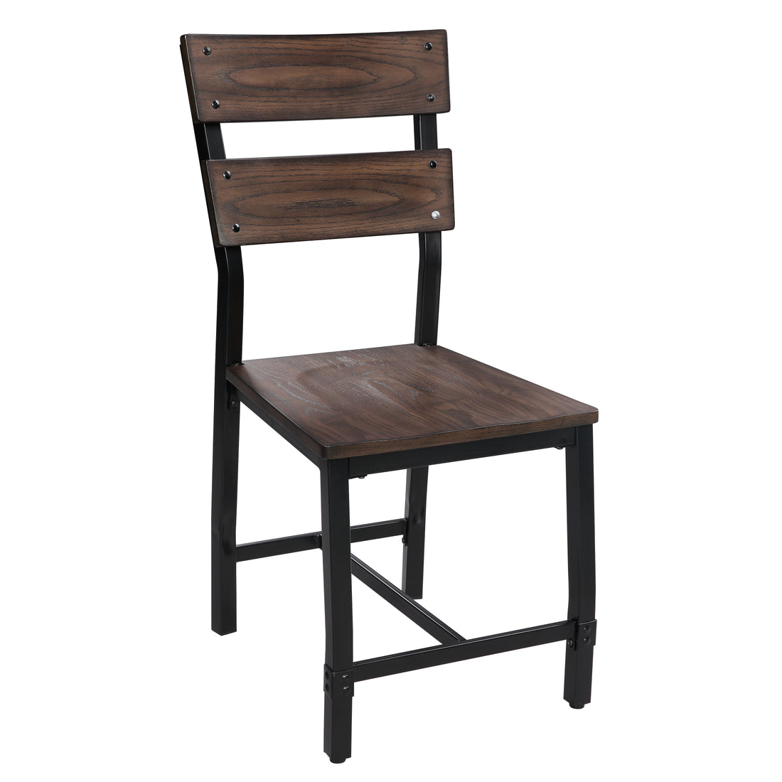 Oak And Black Ladder Back Side Chairs Set Of 2 Solid Black Brown Dining Room Foam Rectangular Industrial Side Chair Solid Back Set Of 2 Wood