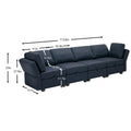Fabric Modern Modular Sofa Couch With Storage Seats Modular Sectional Sofa 4 Seater Modular Couch For Living Room Blue Blue Polyester 4 Seat