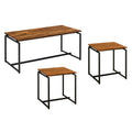 Oak And Black Occasional Set With Trestle Base Black Brown Primary Living Space Oak Rectangular Wood Metal