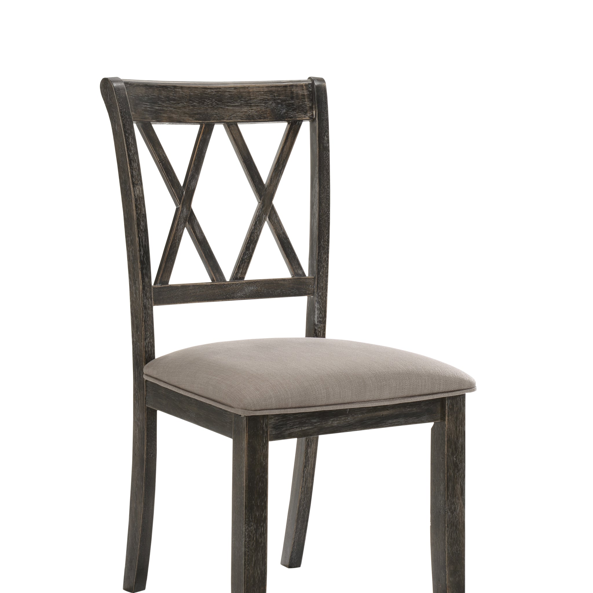 Claudia Ii Beige Fabric & Weathered Gray Finish Side Chair Set Of 2 Beige,Gray Fabric,Synthetic Wood