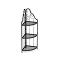 3 Tier Corner Open Shelf,Bookcase Freestanding Shelving Unit,Plant Stand Small Bookshelf For Living Room, Home Office, Kitchen, Small Space Black Corner Office American Design,Rustic Iron