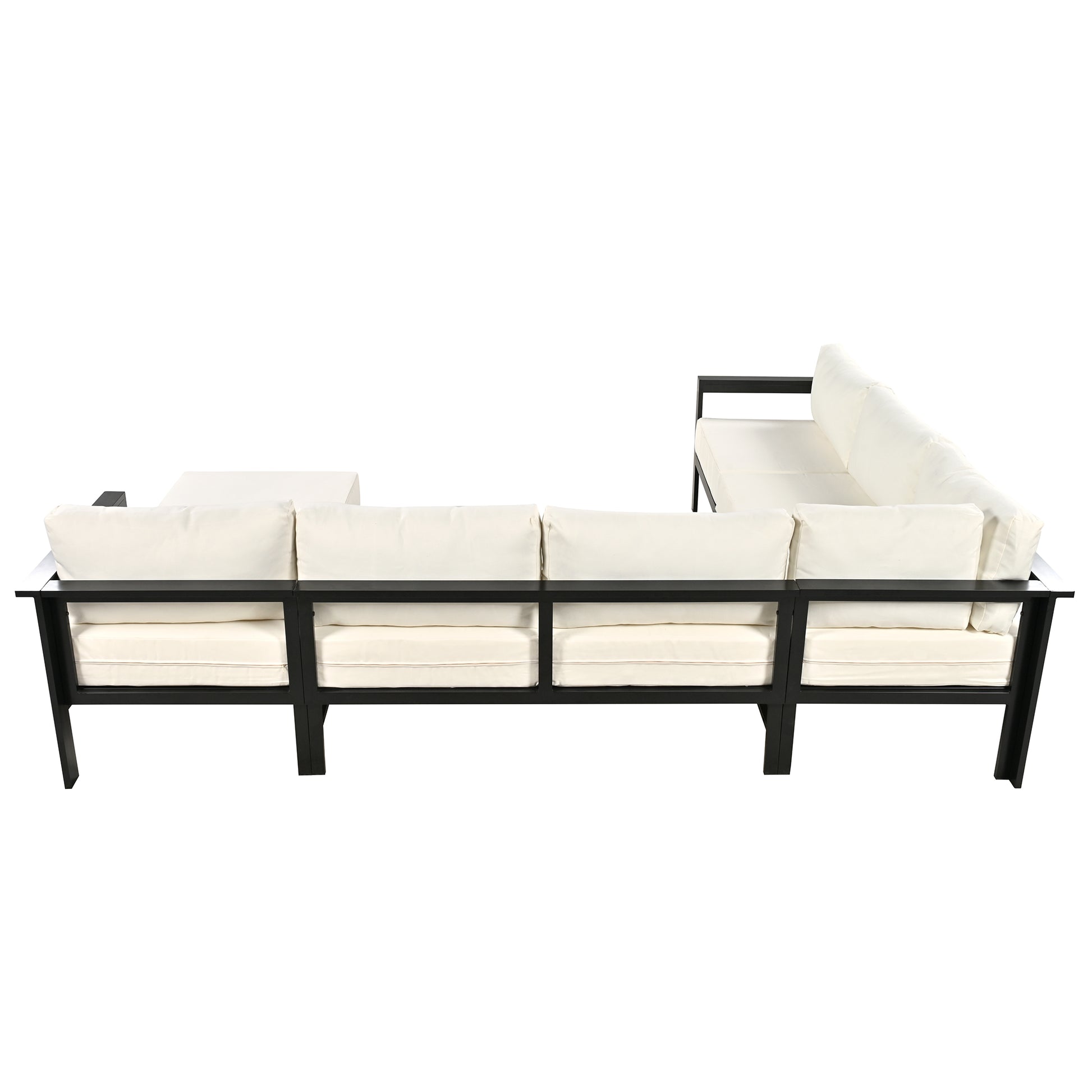 U Shaped Multi Person Outdoor Sofa Set, Suitable For Gardens, Backyards, And Balconies. White Seats 6 Aluminum