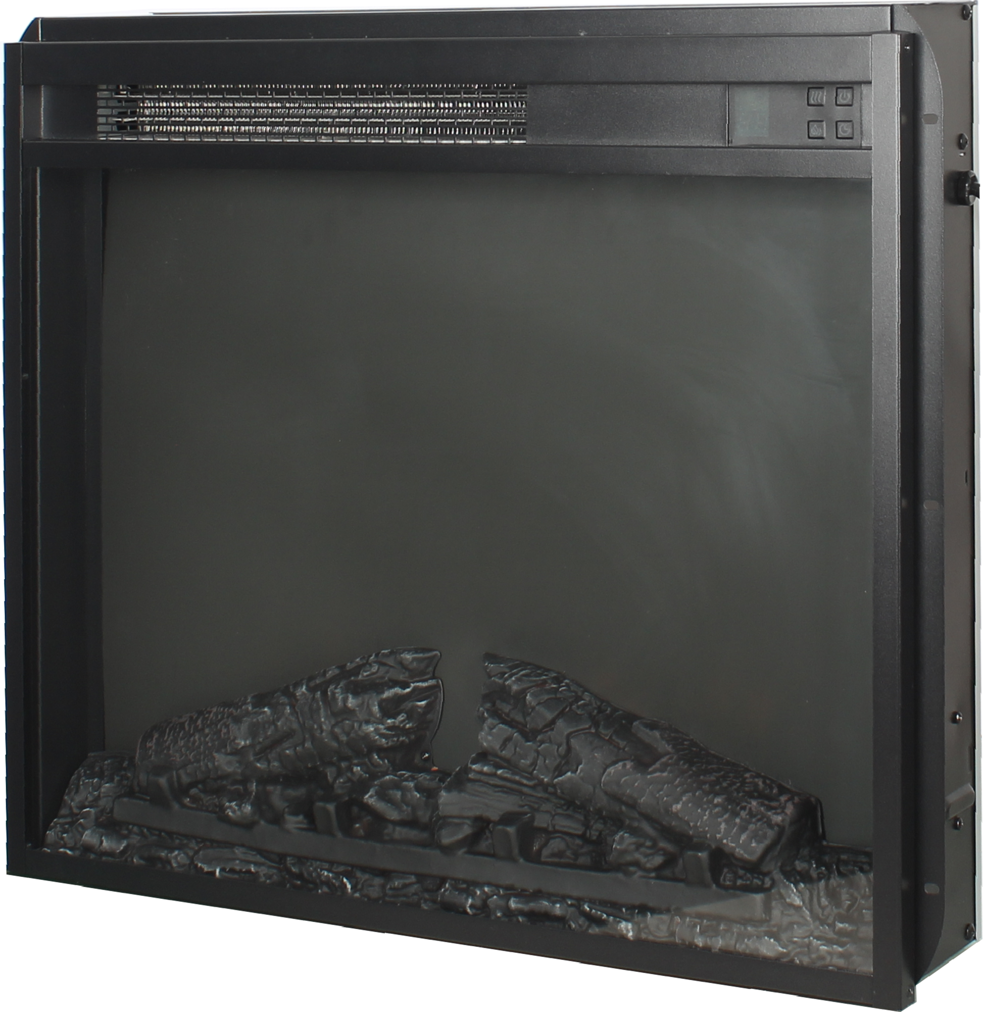 23 Inch Electric Fireplace Insert, Ultra Thin Heater With Log Set & Realistic Flame, Remote Control With Timer, Overheating Protection Powder Coated Electric Antique Black Vent Free Yes Insert Tempered Glass Sheet Metal Electric