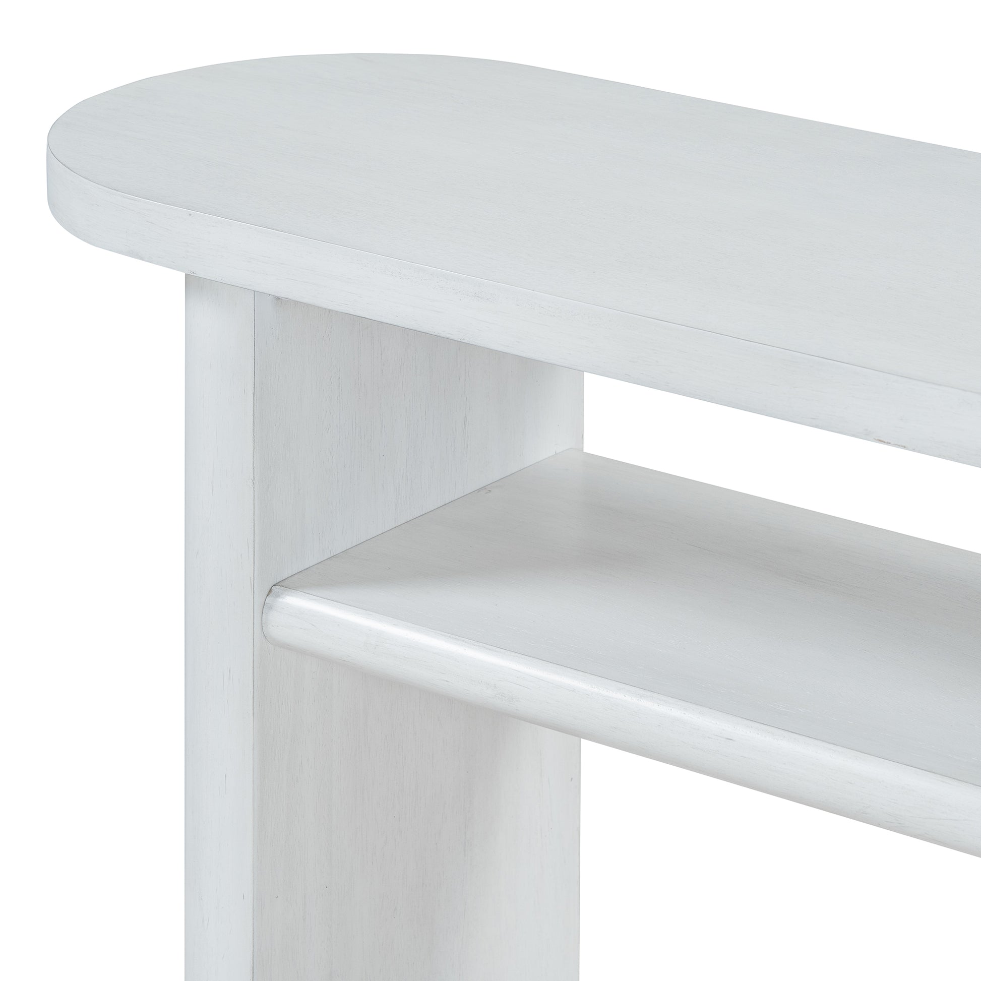 Elegant Minimalist Console Table With Rounded Edges And Sturdy Shelf Design For Entryway, Living Room Antique White Antique White Solid Wood Mdf