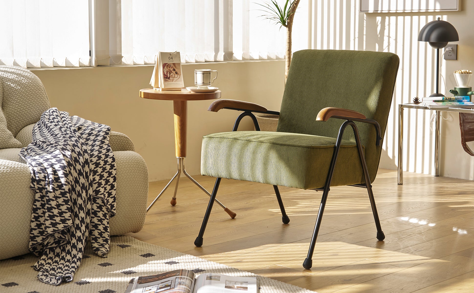 Pattern Colorful Fabric Armchair, Modern Accent Chair High Back, Living Room Chairs With Metal Legs And Soft Padded, Sofa Chairs For Home Office,Bedroom,Dining Room Green Corduroy