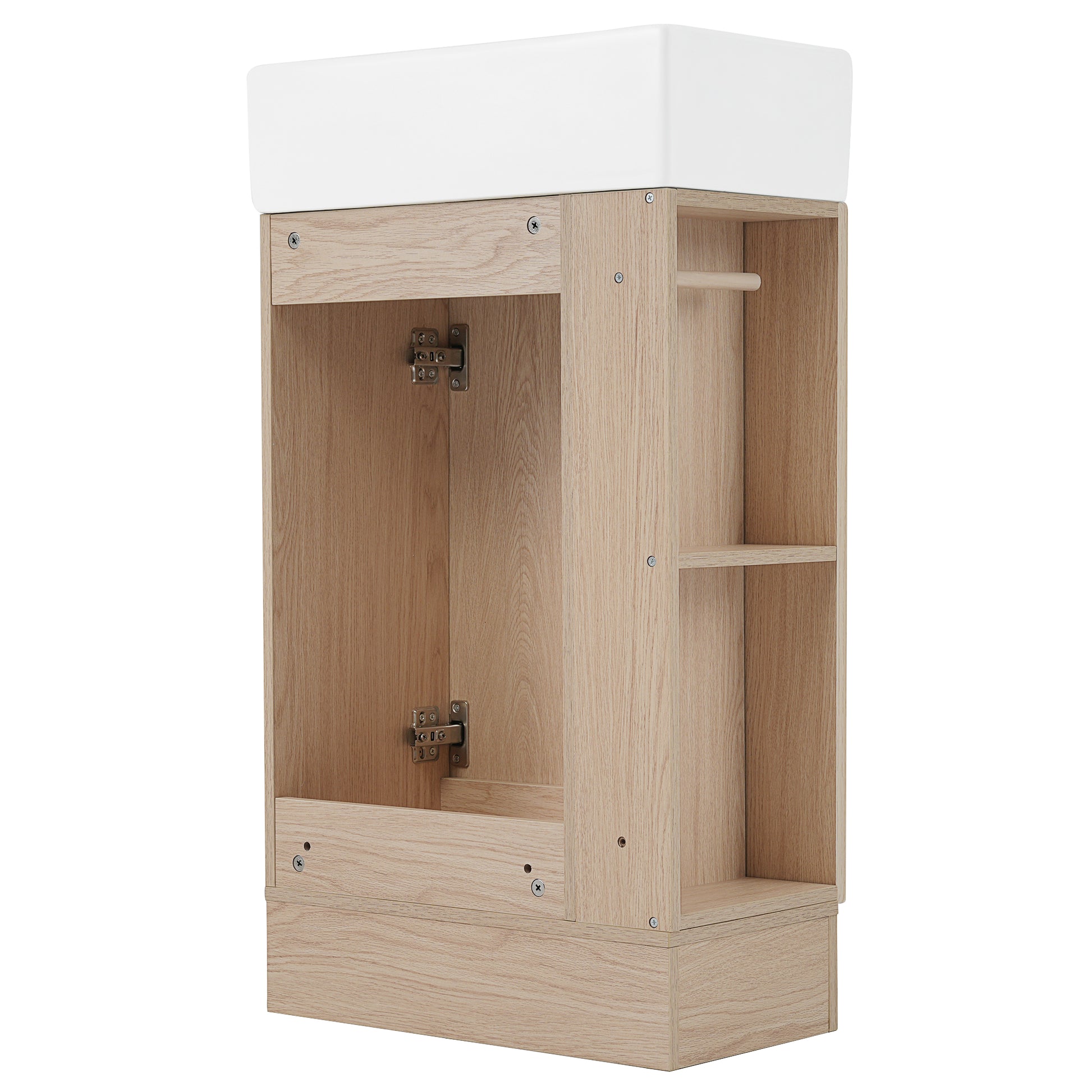 18.6" Bathroom Vanity With Sink, Bathroom Vanity Cabinet With Two Tier Shelf, Left Or Right Orientation, Natural Natural Mdf