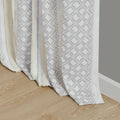 2Pk Poly Printed Curtain Panel With Tufted Stripe White Taupe 2 Pk 50X95