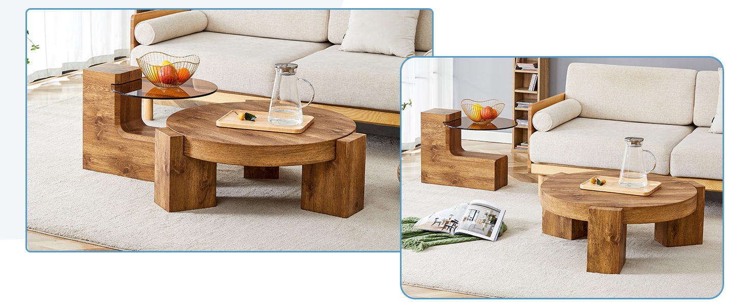 The Detachable Double Decker Coffee Table, The Stylish Design Is More Precious, And The Detachable Design Can Make The Use Of Space More Flexible And Suitable For Various Scenes. Wood Mdf
