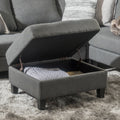 Storage Ottoman Dark Gray Fabric