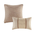 8 Piece Embroidered Comforter Set Natural King King Beige Polyester