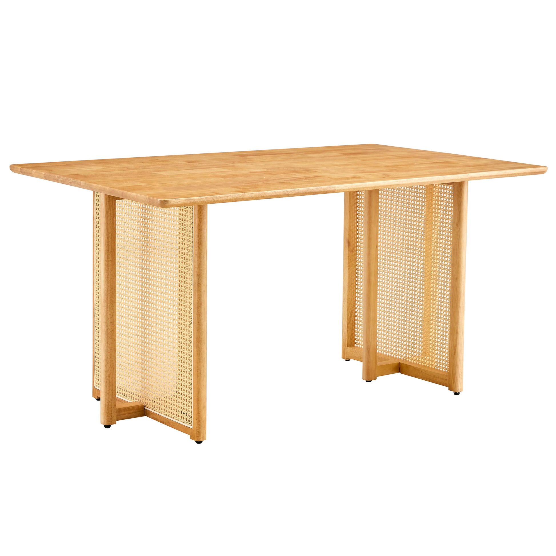 Chinese Country Retro Solid Wood Dining Table, Simple Modern Imitation Rattan Dining Table, Wooden Dining Table, Desk. Suitable For Dining Room, Living Room, Office Wood Rubber Wood