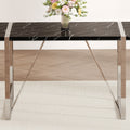 Table And Chair Set.A Rustic Industrial Rectangular Mdf Black Dining Table With Mdf Desktop And Electroplated Silver Metal Legs.Paried With 6 Chairs With Pu Cushion And Metal Legs. Black,Silver Seats 6 Mdf Metal