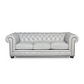 Leather Chesterfield Sofa Light Grey Leather 3 Seat