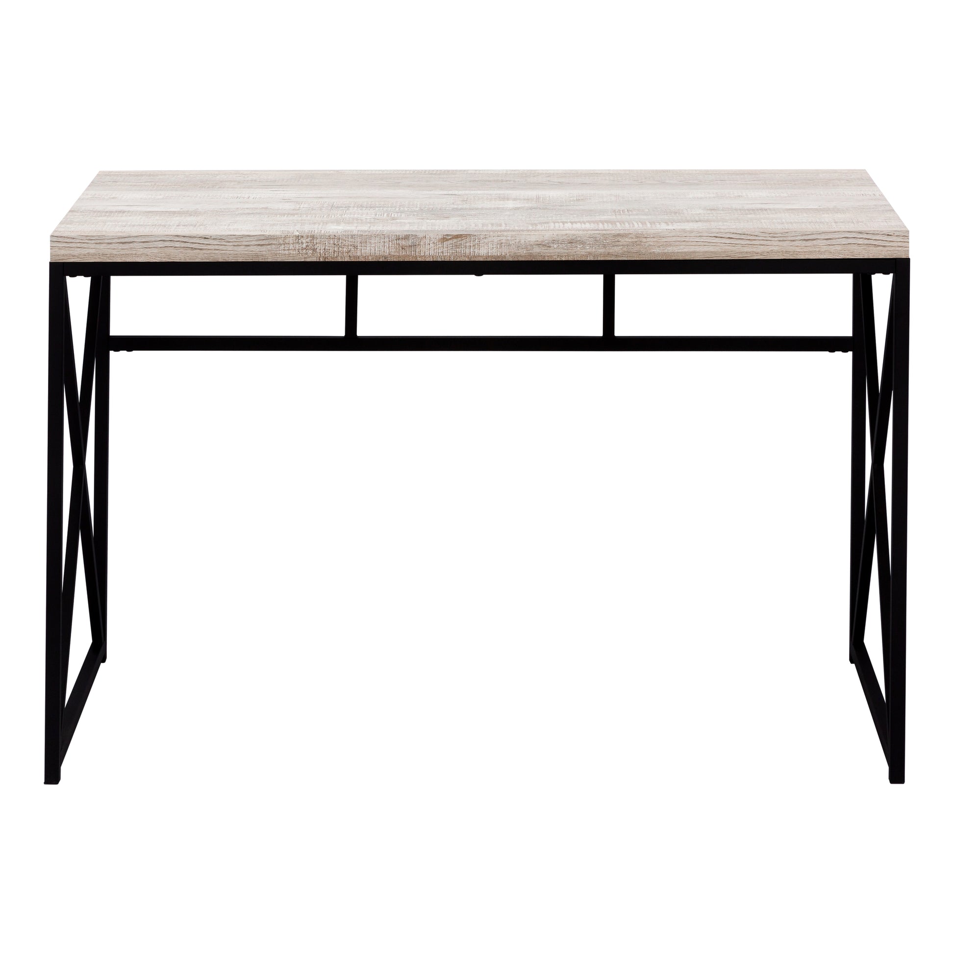 Computer Desk, Home Office, Laptop, Work, Beige Laminate, Black Metal, Contemporary, Modern Taupe Particle Board