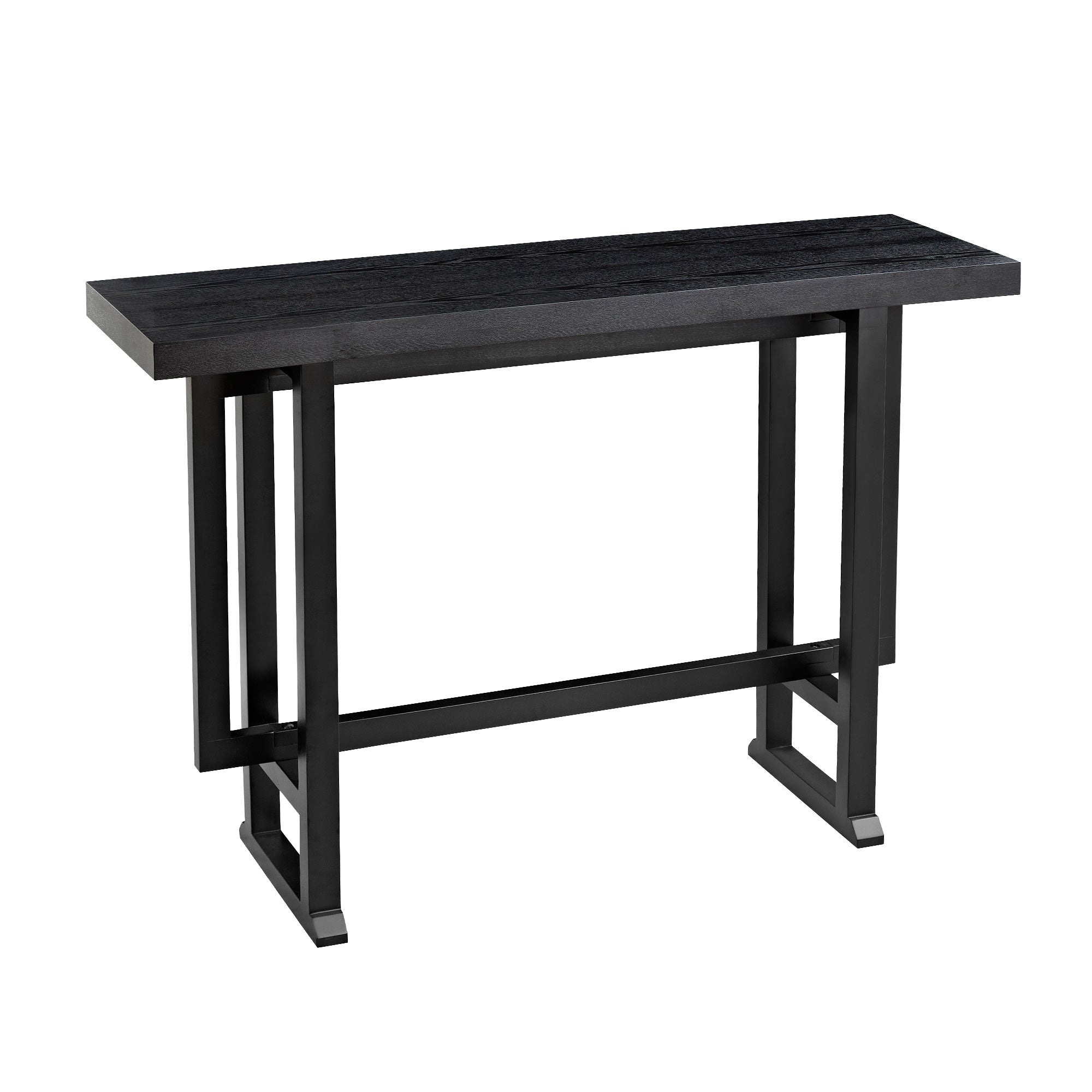 Bar Table, Extra Long Entryway Table For Entryway, Hallway, Living Room, Foyer, Corridor, Rectangular Wood High Top Kitchen Dining Table, Black Matt Black Solid Wood Mdf