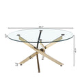 Modern Round Tempered Glass Coffee Table With Chrome Legs Gold Tempered Glass