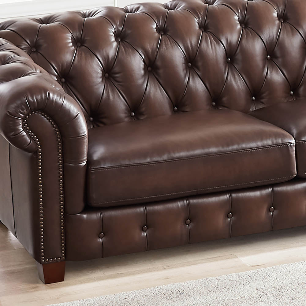 Versailles Leather Sofa Caramel Down Filling Genuine Leather 2 Seat