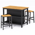 3 Pcs Dining Table Set Rustic Retro Breakfast Table Dining Stools Rubberwood For 2 With Two Open Shelves For Small Space Kitchen Dining Room W69165661 Black Rubber Wood