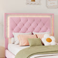 Twin Size Upholstered Bed Frame With Led Lights,Modern Velvet Platform Bed With Tufted Headboard,Pink Twin Pink Velvet