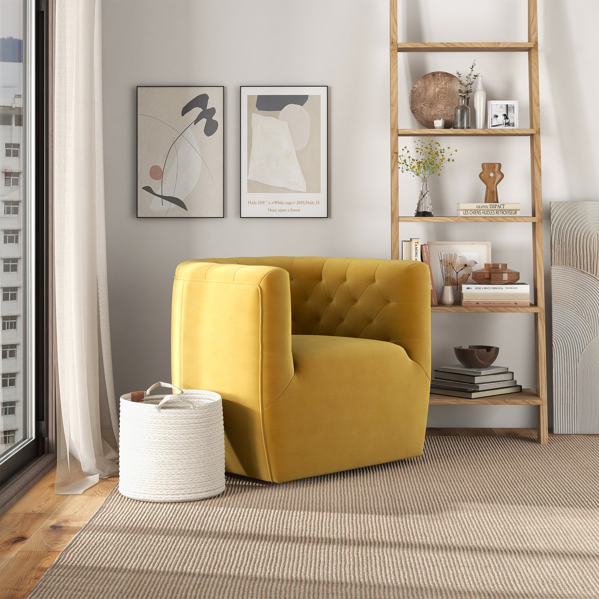 Delaney Swivel Chair Gold Velvet Yellow Velvet Wood Solid Wood,Velvet