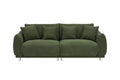 An 86.6 Inch Teddy Wool Black Sofa With Four Throw Pillows And Hardware Feet Makes It Comfortable To Sit In An Apartment Bedroom Without Taking Up Space Green Fabric 2 Seat