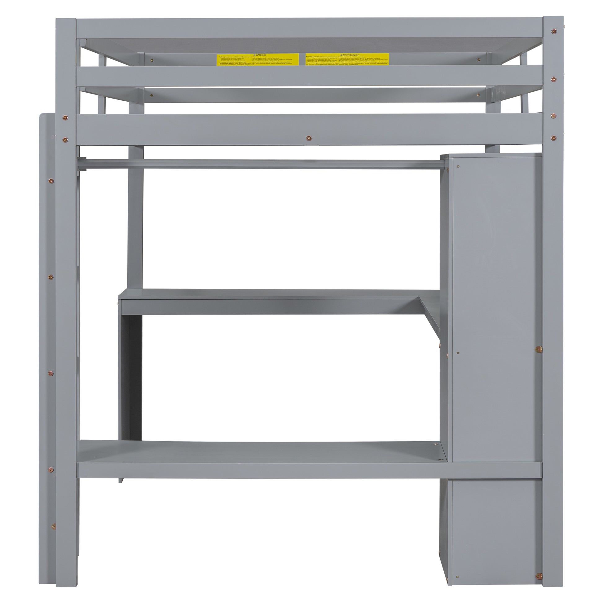 Full Size Loft Bed With L Shaped Desk, Wardrobe And Storage Shelves, Grey Expected Arrival Time: 8.31 Box Spring Not Required Full Grey Wood Bedroom Solid Wood Mdf