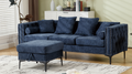 Arrived L Shaped Sectional Sofaconvertible Storage Ottoman,Chenille ,Square Arm, Modern Tufted Couch ,3 Seater, And Nailhead,Blue Blue Polyester Wood Primary Living Space Medium Soft Tufted Back Modern Square Arms Metal & Wood 4 Seat