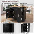 K&K Kitchen Island With Drop Leaf, Kitchen Storage Cart With 3 Tier Pull Out Cabinet Organizer, Internal Storage Rack, Rolling Kitchen Cart On Wheels With Towel Rack, 2 Drawers, For Kitchen, Black Black Brown Kitchen Classic,Farmhouse,Luxury,Modern
