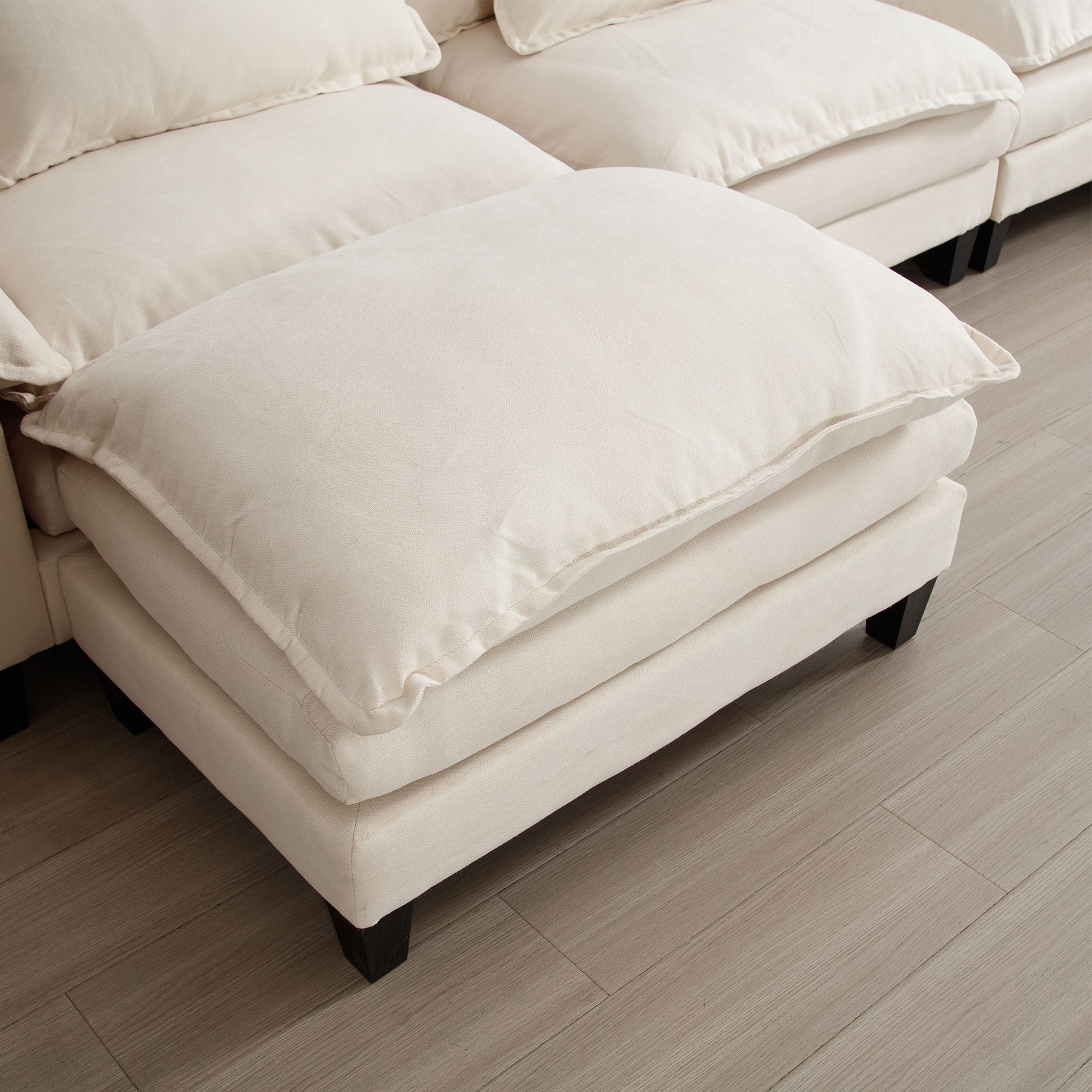 154.8" Oversized Modular Sofaice Velvet Large U Shaped Couch Comfy Upholstered 4 Seat Sofa With 2 Ottoman, 4 Lumbar Pillow, Deep Seat Couch For Living Room Beige Wood Primary Living Space Modern Foam Polyester 6 Seat