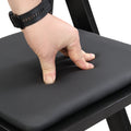 Upholstered Folding Chair, Space Saving,Easy To Carry, 4Pcs,Black Cushion Black Shelf,Dining Room Black Solid Wood