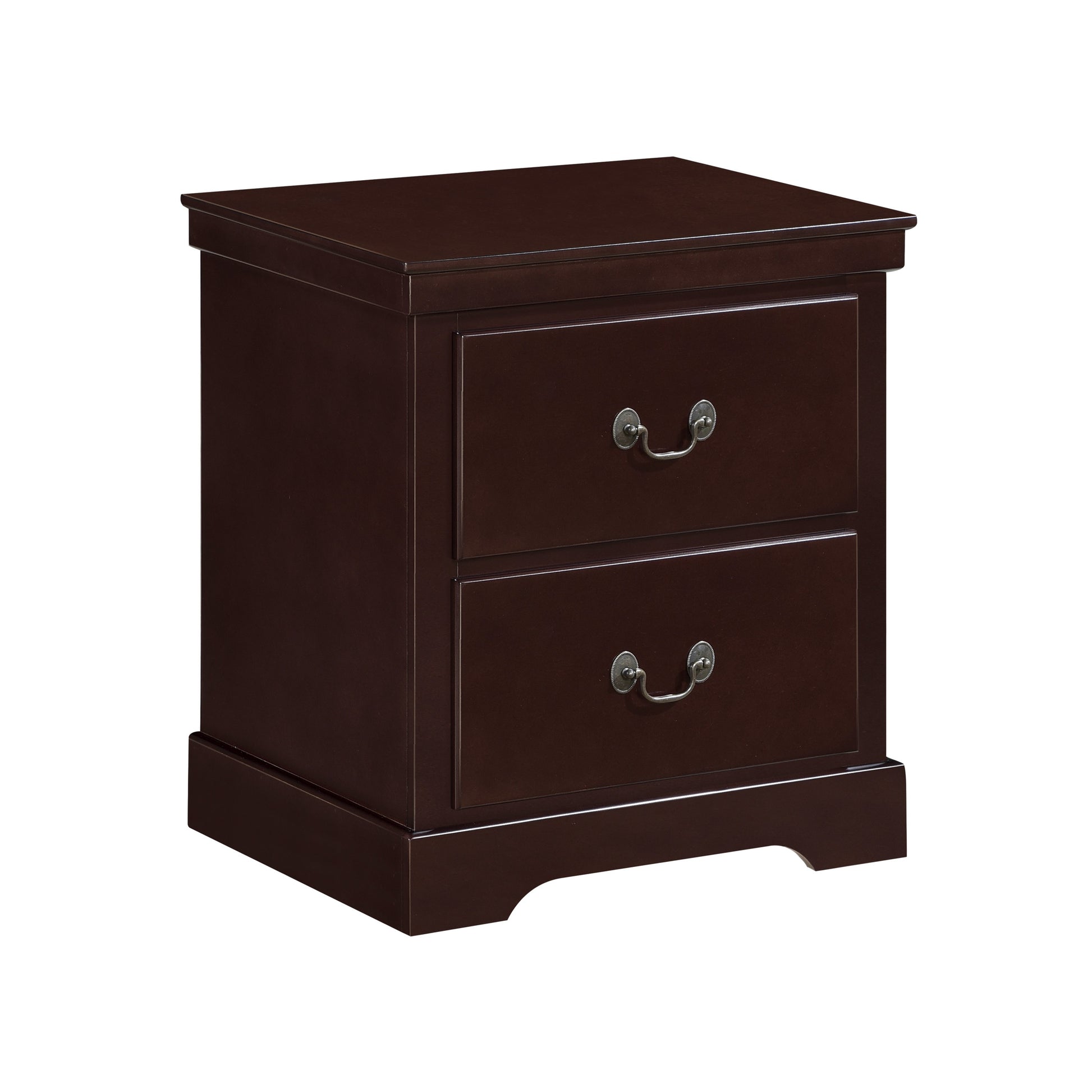 1Pc Classic Traditional 2 Drawers Nightstand Cherry Finish Bedroom Furniture Wooden Bedside Table Cabinet Cherry 2 Drawers Drawers Wood