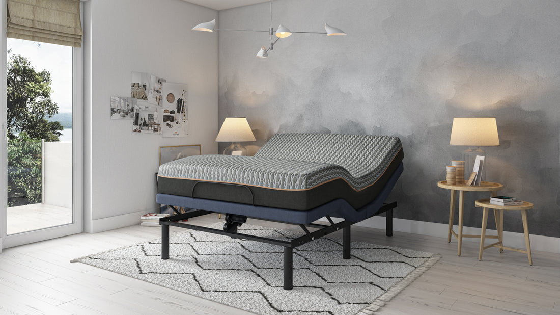Bt2500 Queen Adjustable Bed Base With Full Range Positions Adjustment Box Spring Not Required Queen Blue Grey Steel