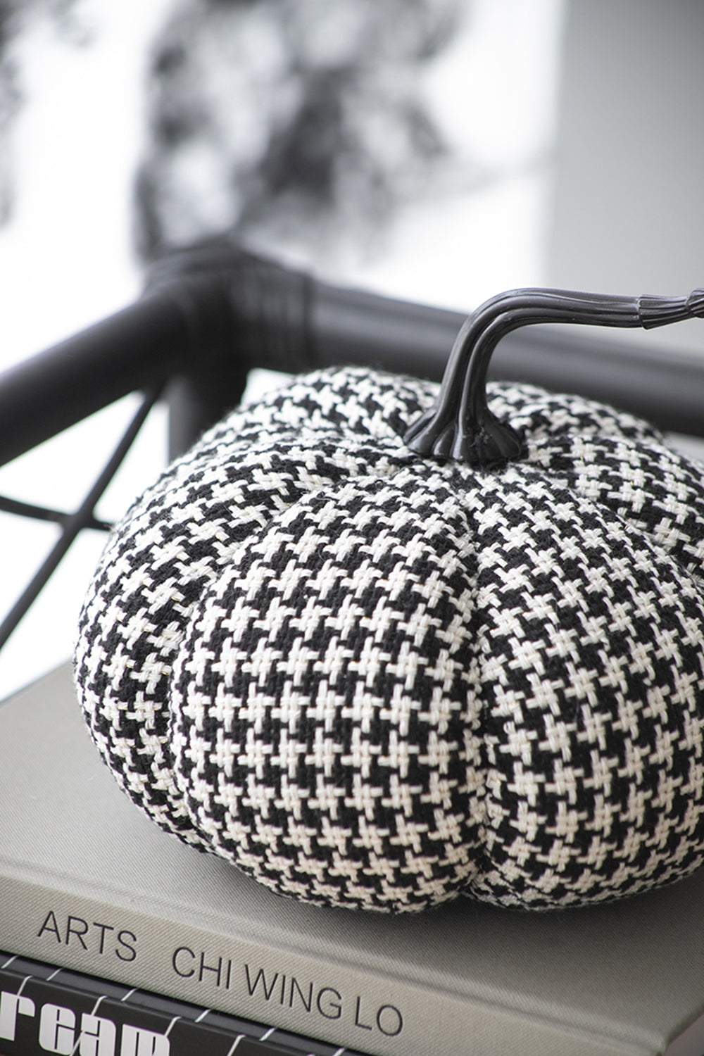 7X7X7.5" Fabric Pumpkin Decor, For Holiday Halloween Decoration Black,White Polyester