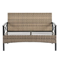 Patio Furniture, Outdoor Furniture, Seasonal Pe Wicker Furniture, Four Set Wicker Furniture With Black Metal Table Yes Brown Seats 4 Pe Rattan Iron Waterproof Fabric