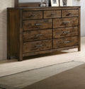 1Pc Rustic Industrial Style Brown Seven Drawer Dresser Bedroom Solid Wood Wooden Furniture Brown Bedroom Contemporary,Industrial,Rustic Wood
