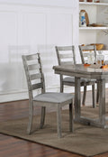 Gray Color Dining Chairs Padded Seat Set Of 2Pc Side Chair Ladder Back Kitchen Dining Room Wire Brushed Finish Gray Dining Room Classic,Modern,Transitional Dining Chairs Rubberwood Ladder Back Set