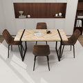 Mdf Light Wood Dining Table And Modern Dining Chair 4 Piece Set, Medieval Wooden Kitchen Dining Table Set, Rectangular Metal Base, Dining Table And Suede Chair Wood Mdf
