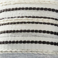 18 Inch Decorative Throw Pillow Cover, Black Lined Beading, Gray Fabric Grey Black Fabric