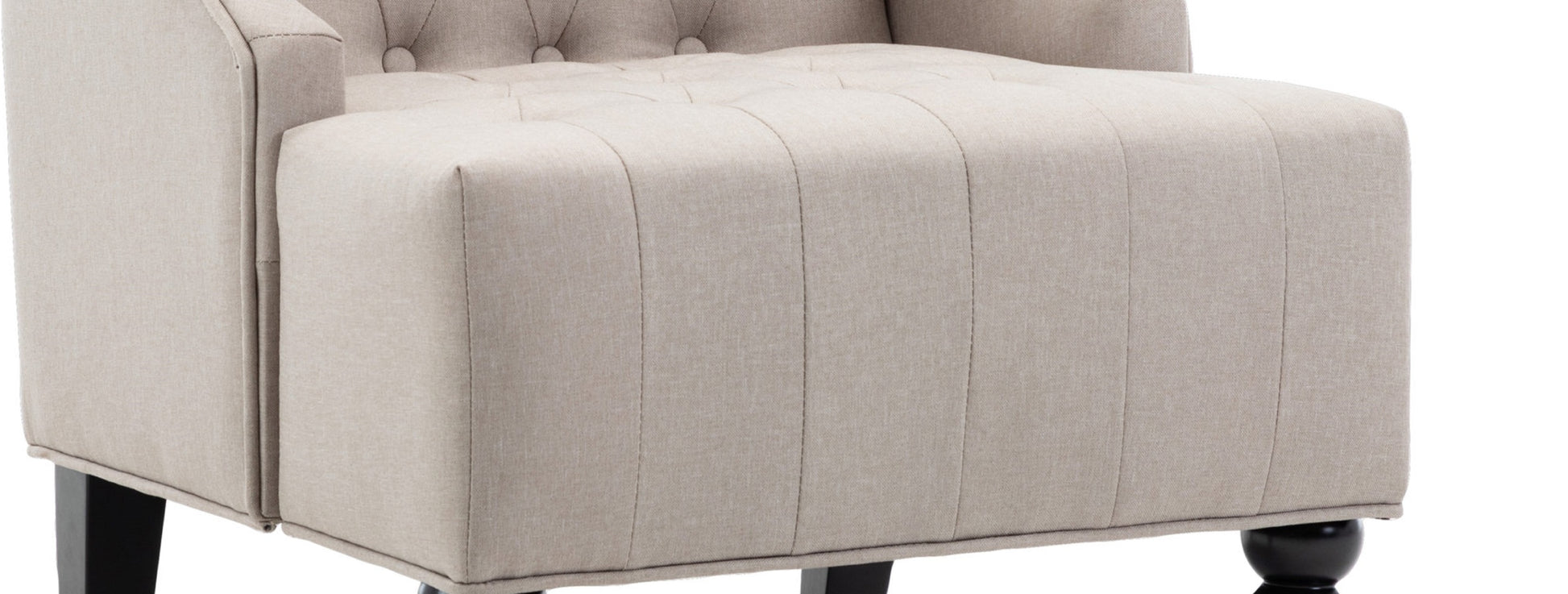 1Pc Modern Living Room Button Tufted Wingback Accent Chair Luxury Look Diamond Button Tufted Pattern Beige Color Beige Primary Living Space Traditional Foam Wood