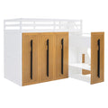 Modern Loft Bed With Two Tone Storage Stairs And Pull Out Wardrobes, White Twin White Solid Wood Mdf