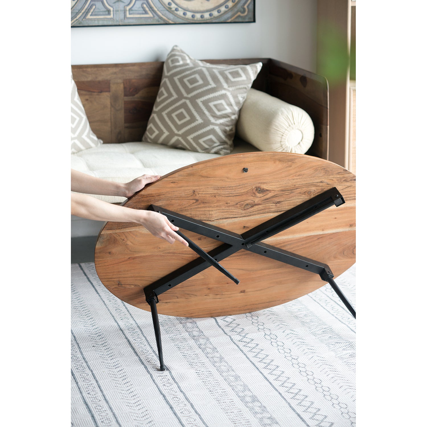 39X26X16" Oval Cofe Table Brown Wood