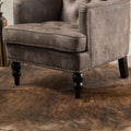 Harrison Tufted Club Chair Grey Brown Microfiber 1 Seat
