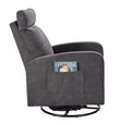 Swivel Upholstered Manual Recliner Chair Theater Recliner Sofa 360 Degree Nursery Glider Rocker For Living Room, Dark Coffee Dark Gray Primary Living Space American Design,American Traditional,Modern Fiber Foam Pads Chenille